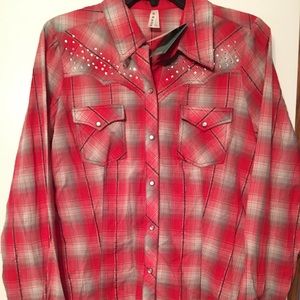 Ladies Large Long sleeve button up Roper top